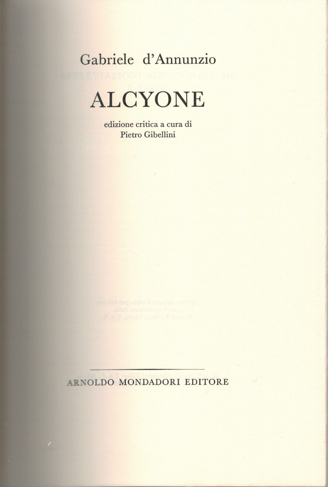 Gabriele D'Annunzio-ALCYONE. Edizione critica a cura di Pietro Gibellini Main Image