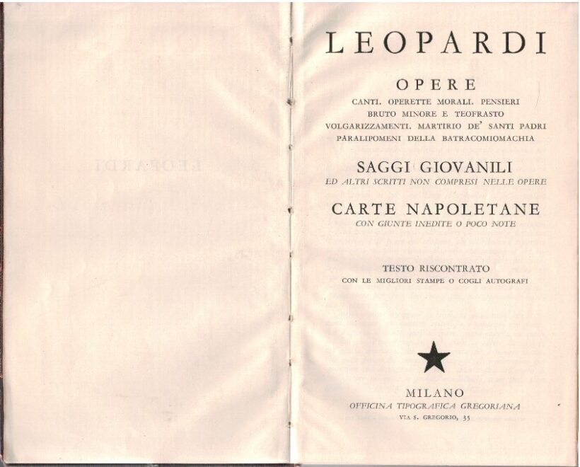 Leopardi. Opere. Saggi giovanili. Carte napoletane. Testo riscon