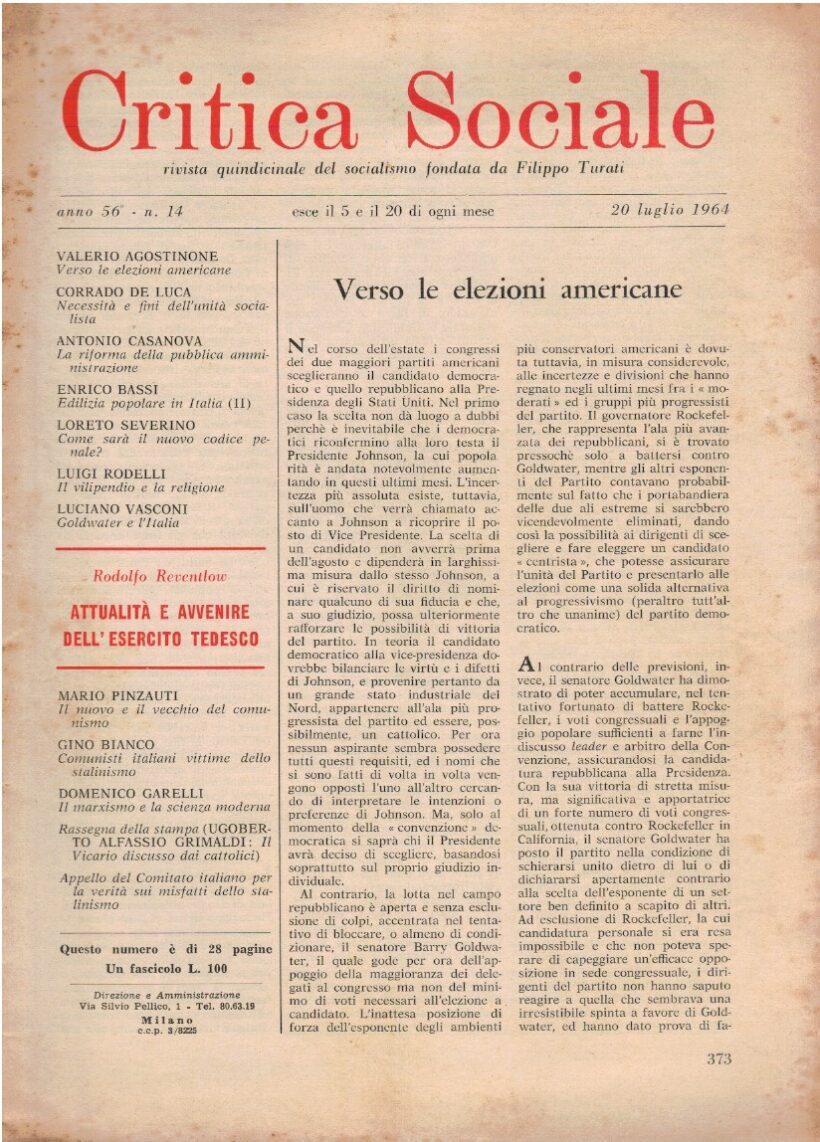 Critica sociale rivista quindicinale del socialismo. Fondata da