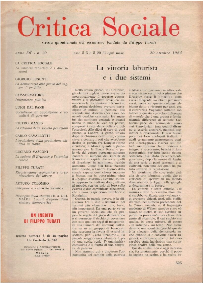 Critica sociale rivista quindicinale del socialismo. Fondata da