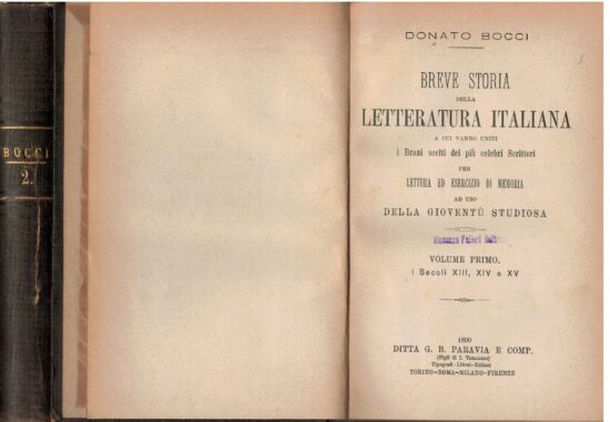 Breve storia della letteratura italiana Vol.1 e 2 - Donato Bocci