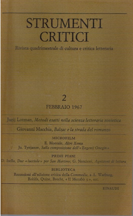 Strumenti critici rivista quadrimestrale di cultura e critica letteraria - AA.
