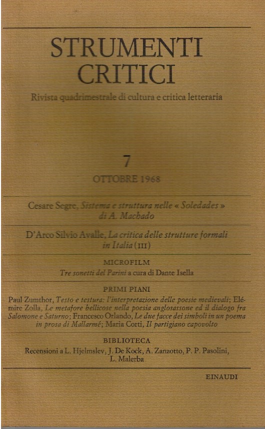 Strumenti critici rivista quadrimestrale di cultura e critica letteraria - AA.