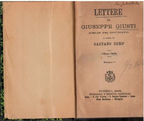 Lettere di Giuseppe Giusti scelte pei giovinetti 2 Volumi - Gaetano Deho'